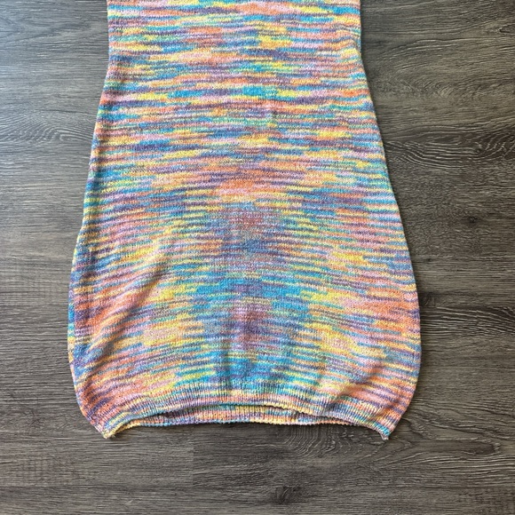 Fashion Nova S Multicolored Knit Halter V Neck Cover Up Dress - Picture 3 of 8